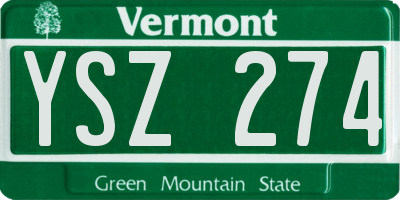 VT license plate YSZ274