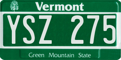 VT license plate YSZ275