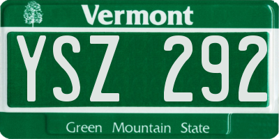 VT license plate YSZ292