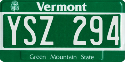 VT license plate YSZ294