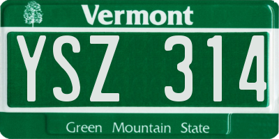 VT license plate YSZ314