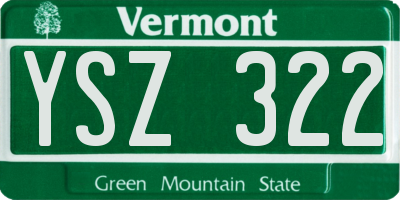 VT license plate YSZ322