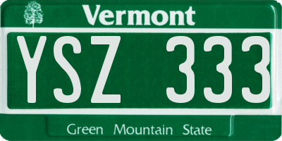 VT license plate YSZ333