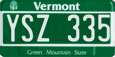 VT license plate YSZ335