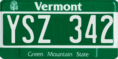 VT license plate YSZ342