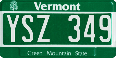 VT license plate YSZ349