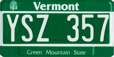 VT license plate YSZ357