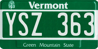 VT license plate YSZ363