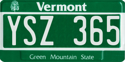 VT license plate YSZ365