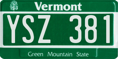 VT license plate YSZ381