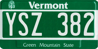 VT license plate YSZ382