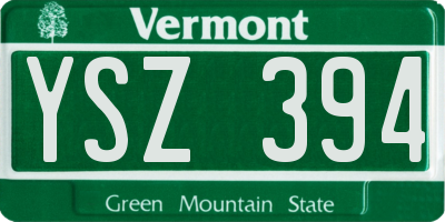 VT license plate YSZ394