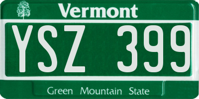 VT license plate YSZ399
