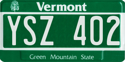 VT license plate YSZ402