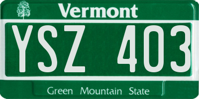 VT license plate YSZ403