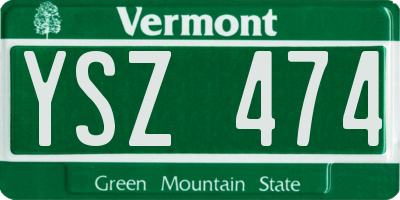 VT license plate YSZ474