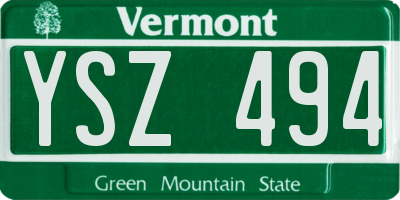 VT license plate YSZ494