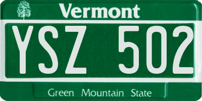 VT license plate YSZ502