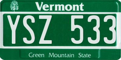 VT license plate YSZ533