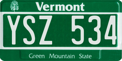 VT license plate YSZ534
