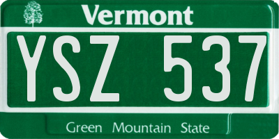 VT license plate YSZ537