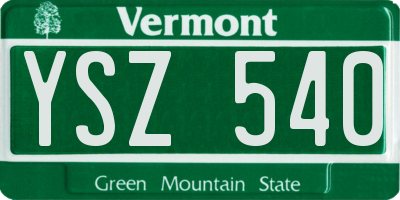 VT license plate YSZ540