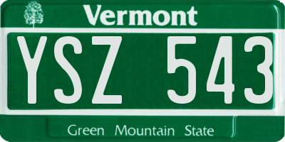 VT license plate YSZ543