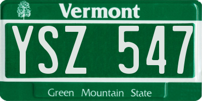 VT license plate YSZ547