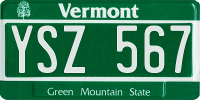 VT license plate YSZ567