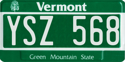 VT license plate YSZ568