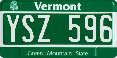 VT license plate YSZ596