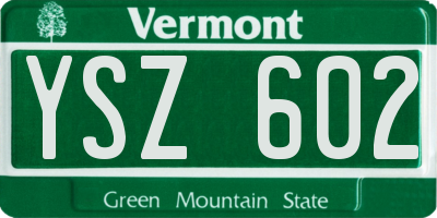 VT license plate YSZ602