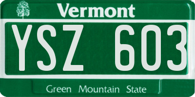 VT license plate YSZ603