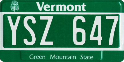 VT license plate YSZ647