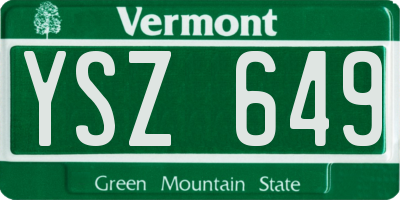 VT license plate YSZ649