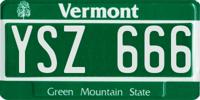 VT license plate YSZ666