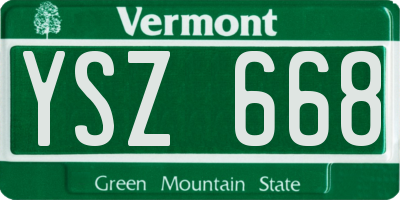 VT license plate YSZ668