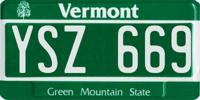 VT license plate YSZ669