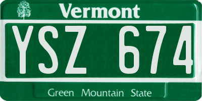 VT license plate YSZ674