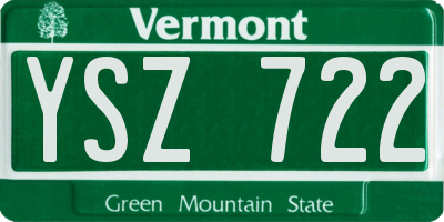 VT license plate YSZ722