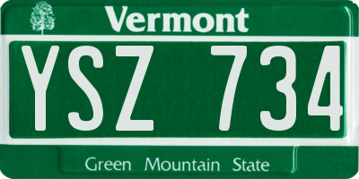 VT license plate YSZ734