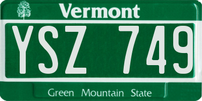 VT license plate YSZ749