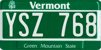 VT license plate YSZ768