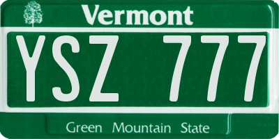VT license plate YSZ777