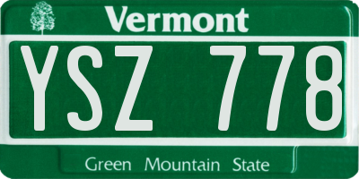 VT license plate YSZ778