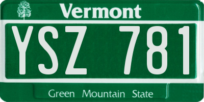 VT license plate YSZ781