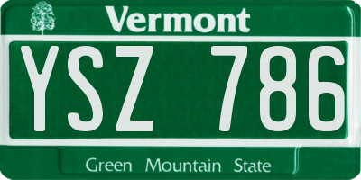 VT license plate YSZ786