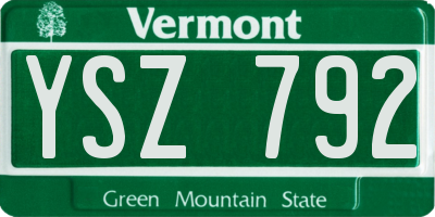 VT license plate YSZ792