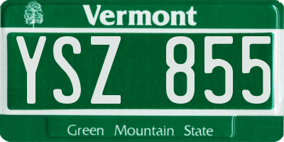 VT license plate YSZ855
