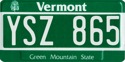 VT license plate YSZ865
